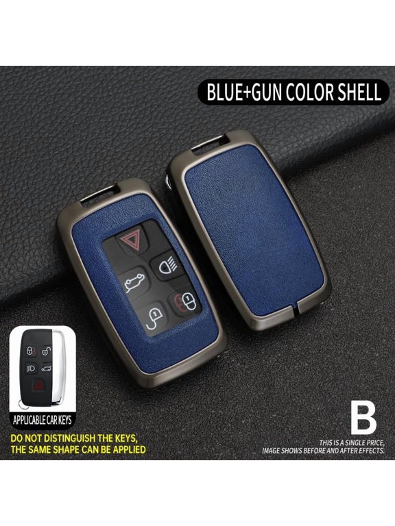 Key Fob Cover Compatible with Fit for Jaguar F-Pace F-Type XE XEL XF XFL XJ Land Rover Range Rover Evoque Velar Sport 2015-2024 Slim Premium PU Leather Metal Ring Keychain Case Holder Protector
