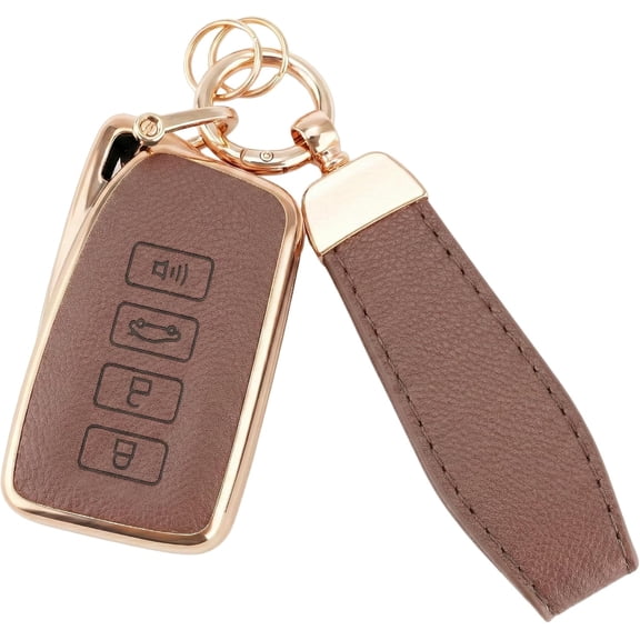 Key Fob Cover Compatible with Fit for Lexus ES IS GS NX LS RX RC GX LX 570 200 250 350 460 300 F 450h 600h 2015-2024 Soft TPU Leather 4 Button Keychain Case Holder Protector,Brown