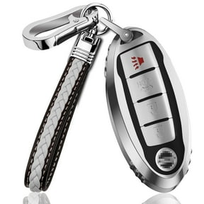 Key Fob Cover Compatible with Fit for Nissan Altima Rogue Sentra Titan Maxima Pathfinder Murano 370z 2014-2023 Soft TPU Key Shell Leather Keychain Case Holder Protector