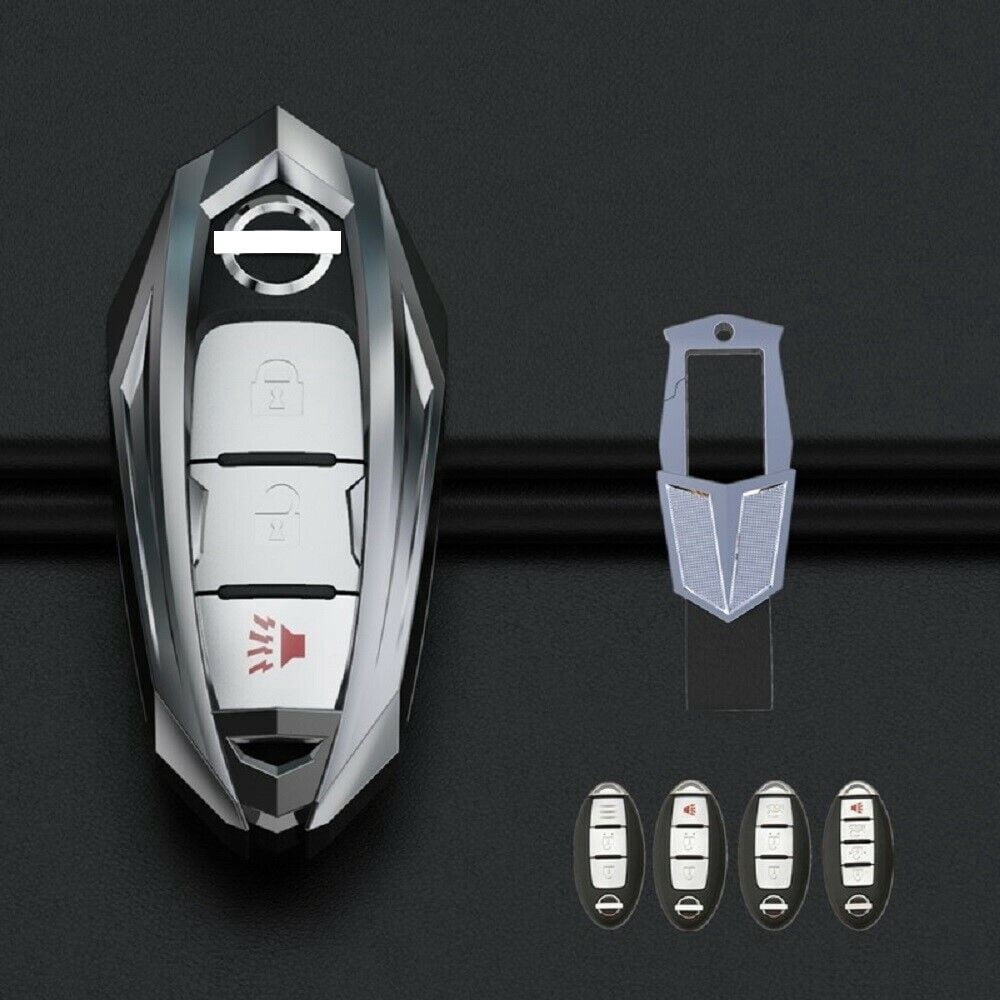 Key Fob Cover Compatible with Fit for Nissan Rogue Altima SR Armada SL Murano Maxima Pathfinder Titan Versa Sentra Infiniti Zinc Alloy Key Shell Case Keychain Case Holder Protector