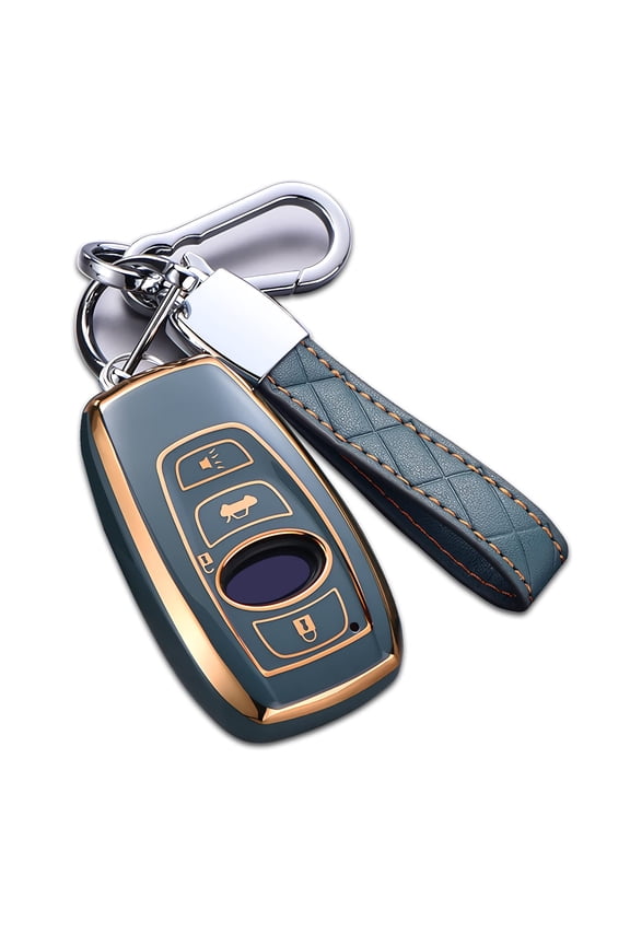 for Subaru Key Fob Cover, Premium Soft TPU Leather Full Cover Protection Key Fob Case for Subaru Forester Outback BRZ Legacy CrossTrek Smart Key Protector Keychain