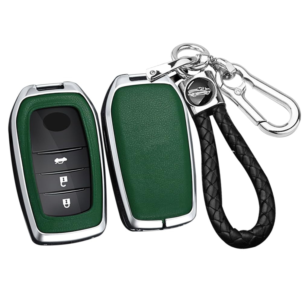 Key Fob Cover Compatible with Fit for Toyota 2023 2022 Land Cruiser Venza RAV4 Prime Hilux Fortuner Tundra Corolla Sequoia Leather Zinc Alloy 3 4 5 6 Button Keyless Key Case Holder Protector Keychain