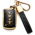 thumbnail image 1 of Key Fob Cover Compatible with Fit for Toyota Avalon Camry Corolla RAV4 Sequoia Highlander 4Runner 2011-2019 4 Button Soft TPU Keychain Case Holder Protector,A Black, 1 of 6