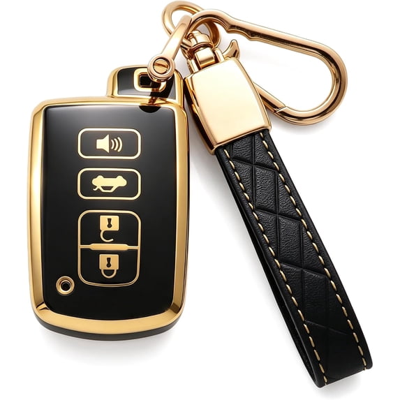 Key Fob Cover Compatible with Fit for Toyota Avalon Camry Corolla RAV4 Sequoia Highlander 4Runner 2011-2019 4 Button Soft TPU Keychain Case Holder Protector,A Black