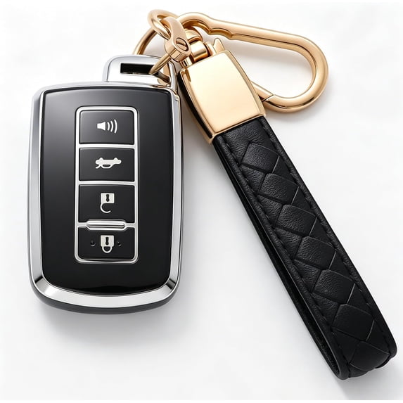 Key Fob Cover Compatible with Fit for Toyota Avalon Camry Corolla RAV4 Sequoia Highlander 4Runner 2011-2019 4 Button Soft TPU Keychain Case Holder Protector,B Black