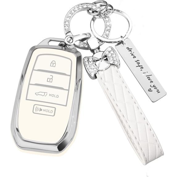 Key Fob Cover Compatible with Fit for Toyota Grand Highlander Camry Corolla Tundra Prius Venza Tacoma 4Runner RAV4 Land Cruiser Crown Sienna Keychain Case Holder Protector,A:white