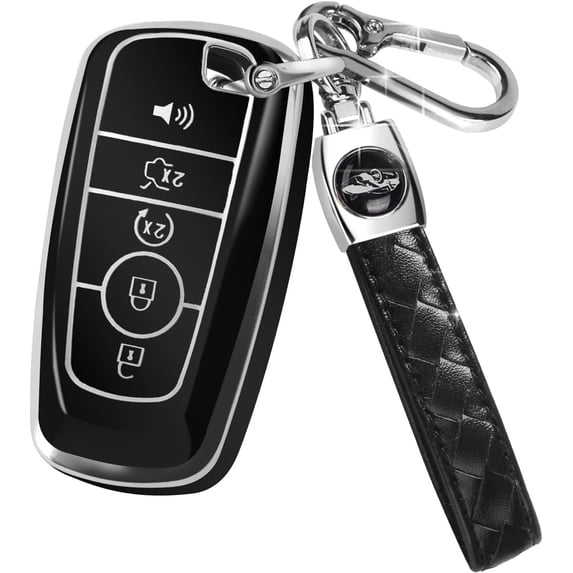 Key Fob Cover Compatible with Ford Explorer Fusion Escape Edge Expedition Mustang F150 F250 F350 F450 F550 Bronco Keychain Case Holder Protector,Black