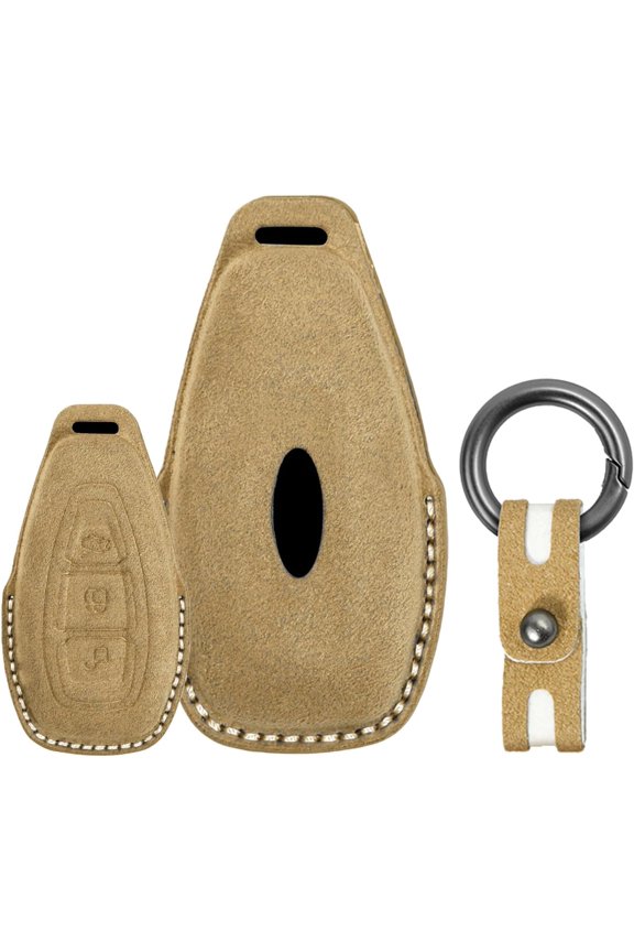 Key Fob Cover Compatible with Ford Focus 3 4 ST RS Mk3 MK4 Kuga Fiesta Escape Transit Fusion Ecosport Titanium Tourneo 3 Button Keychain Case Holder Protector,Brown