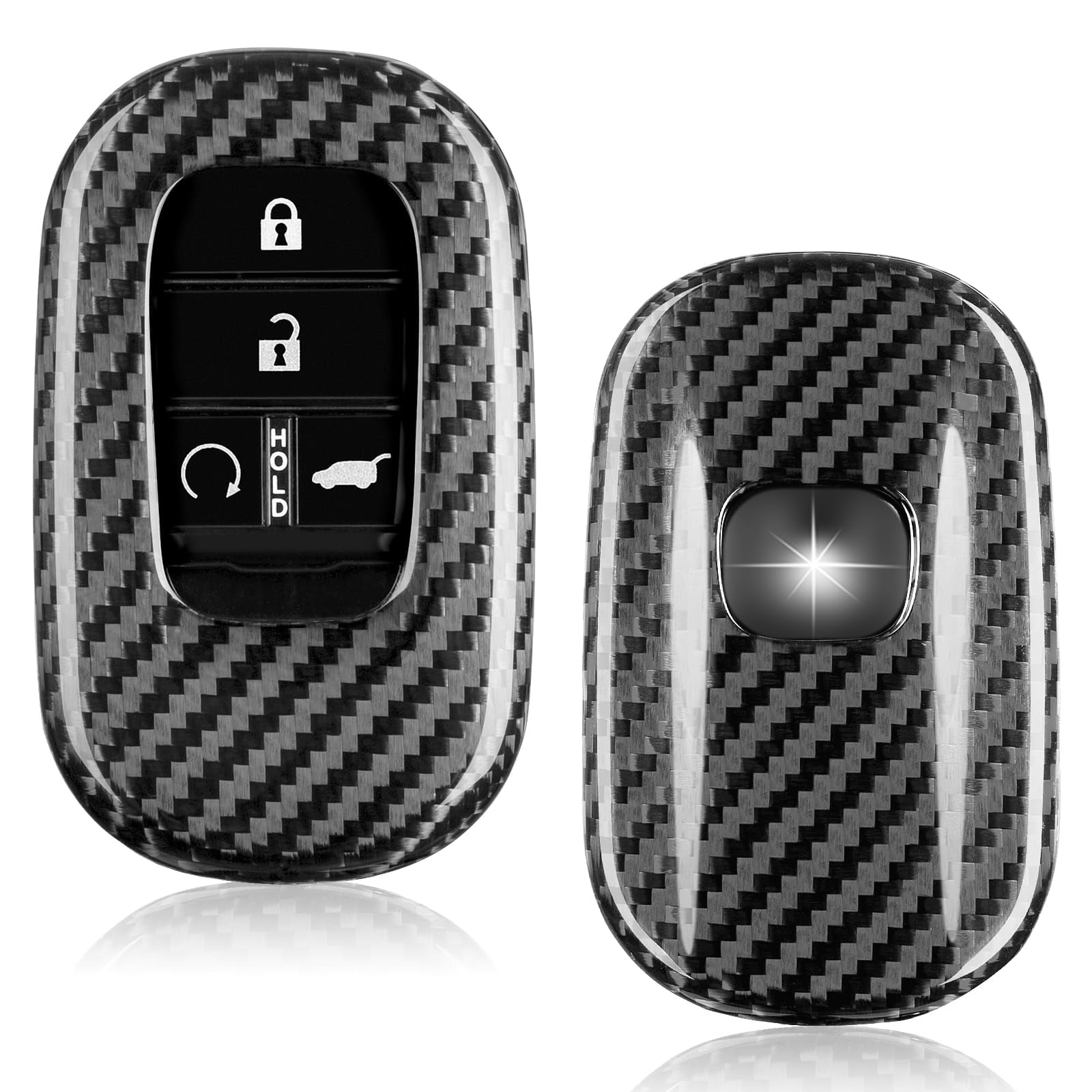 Key Fob Cover Compatible with Honda,Real Carbon Fiber Key Fob Case fits for Honda Civic Type R Key Shell fits for Accord Civic HR-V CR-V Pilot Sport SI EX EX-L Accessories 2023 2024