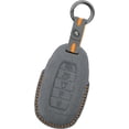 thumbnail image 1 of Key Fob Cover Compatible with Hyundai Elantra Kona Azera Santa Fe Veloster Venue Palisade 5-Button Handmade Leather Key Protector Keychain Case Holder Protector,Dark Grey, 1 of 8