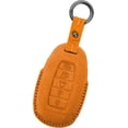thumbnail image 1 of Key Fob Cover Compatible with Hyundai Elantra Kona Azera Santa Fe Veloster Venue Palisade 5-Button Handmade Leather Key Protector Keychain Case Holder Protector,Orange, 1 of 8