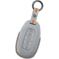 thumbnail image 1 of Key Fob Cover Compatible with Hyundai Elantra Kona Azera Santa Fe Veloster Venue Palisade 5-Button Handmade Leather Key Protector Keychain Case Holder Protector,Light Grey, 1 of 8