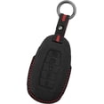 thumbnail image 1 of Key Fob Cover Compatible with Hyundai Elantra Kona Azera Santa Fe Veloster Venue Palisade 5-Button Handmade Leather Key Protector Keychain Case Holder Protector,Black, 1 of 8