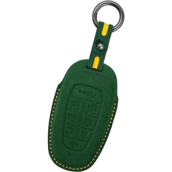 Key Fob Cover Compatible with Hyundai Ioniq 5 2022-2024 8-Button Handmade Leather Car Key Case with Key Fob Strap Protective Key Housing Keychain Case Holder Protector,Dark Grey,Dark Green