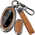 thumbnail image 1 of Key Fob Cover Compatible with Hyundai Kona 2025 2026 Ioniq 9 Grandeur GN7 Elantra Sonata Santa fe Tucson Hybrid Santa Cruz Palisade Solid Metal Car Key Shell, Brown,Brown, 1 of 8