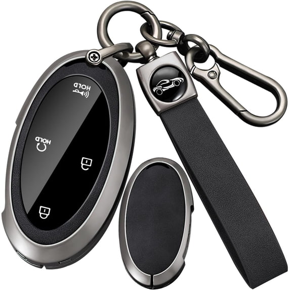 Key Fob Cover Compatible with Hyundai Kona 2025 2026 Ioniq 9 Grandeur GN7 Elantra Sonata Santa fe Tucson Hybrid Santa Cruz Palisade Solid Metal Car Key Shell, Brown,Black