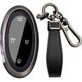thumbnail image 1 of Key Fob Cover Compatible with Hyundai Tucson Kona Ioniq 5 Ioniq 6 Ioniq 9 Grandeur Santa Fe Elantra N Sonata TPU 3 4 5 Button Keychain Case Holder Protector,B Black, 1 of 9