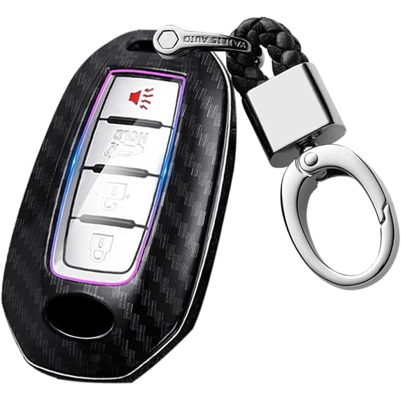 Key Fob Cover Compatible with Infiniti Q50 Q60 QX50 QX55 QX60 EX25 EX35 FX35 FX45 FX50 EX37 2018-2025 ABS 3 Button Keychain Case Holder Protector,Carbon Black