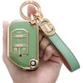 thumbnail image 1 of Key Fob Cover Compatible with Jeep Grand Cherokee Renegade Chrysler 200 300 Dodge RAM Durango Challenger 5 Button TPU Keychain Case Holder Protector,B(green), 1 of 4