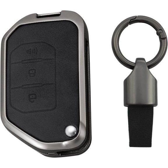 Compatible Key Fob Cover for Jeep Grand Cherokee Dodge Charger Challenger Durango Journey Dart Chrysler 300 Key Case Holder Protector Metal Keychain