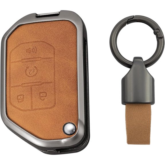 Compatible Key Fob Cover for Jeep Grand Cherokee Dodge Charger Challenger Durango Journey Dart Chrysler 300 Key Case Holder Protector Metal Keychain