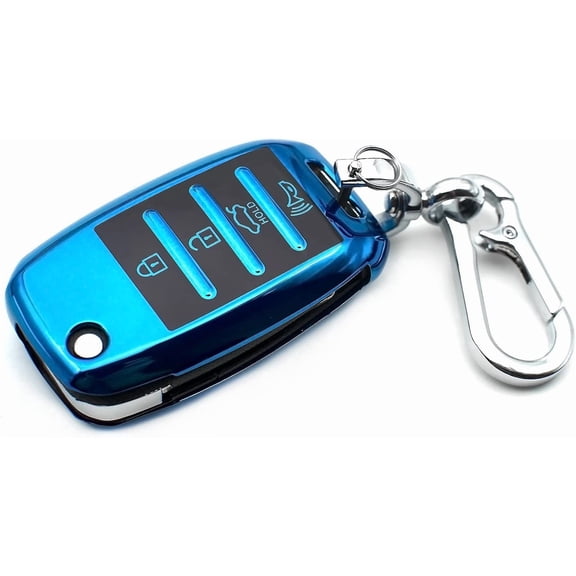 Key Fob Cover Compatible with Kia Forte Koup Rio Soul EV Optima Sedona Sorento Sportage Forte5 Rondo Spectra NIRO Hyundai Elantra Genesis Sonata Accent TPU Keychain Case Holder Protector,Blue