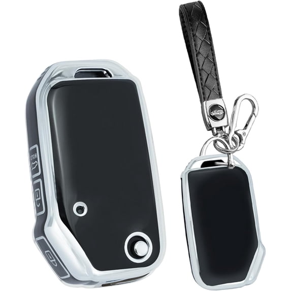 Key Fob Cover Compatible with Kia Forte Seltos Soul Sportage Sorento Cerato Telluride 2019-2020 3 Button Soft TPU Keychain Case Holder Protector,Black-b Keychian