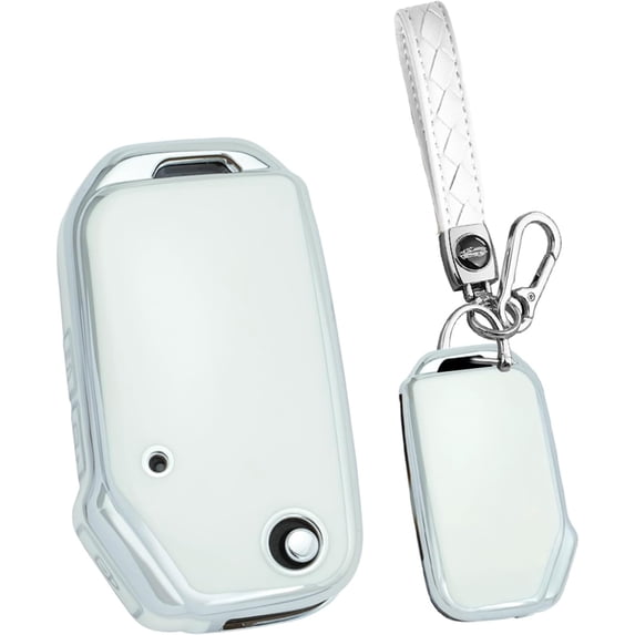 Key Fob Cover Compatible with Kia Forte Seltos Soul Sportage Sorento Cerato Telluride 2019-2020 3 Button Soft TPU Keychain Case Holder Protector,White-b Keychian