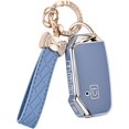 thumbnail image 1 of Key Fob Cover Compatible with Kia K5 Forte Sportage Soul Seltos Telluride Sorento Niro 5 Button TPU Leather Zinc Alloy Keychain Case Holder Protector,Blue, 1 of 7