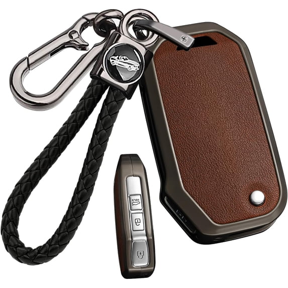Key Fob Cover Compatible with Kia Seltos Forte Sportage K5 Soul Sorento Cerato Telluride NIRO 2019-2025 4 Button Leather Metal TPU Zinc Alloy Flip Key Keychain Case Holder Protector