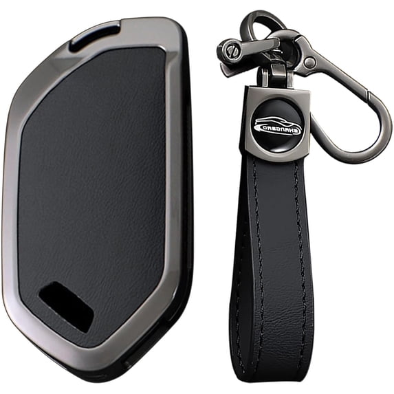 Key Fob Cover Compatible with Kia Telluride EV6 EV9 K4 K5 GT-Line Sportage Carnival 9 Button Leather Metal Zinc Alloy Keychain Case Holder Protector,Black-long Keychain