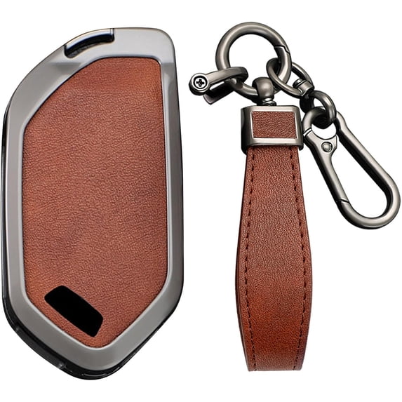 Key Fob Cover Compatible with Kia Telluride Sorento K3 K4 K5 K5GT-LINE K8 Sportage Carnival EV6 EV9 Picanto Morning 2022-2026 5 Button Keychain Case Holder Protector,A Brown