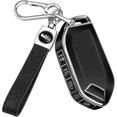 thumbnail image 1 of Key Fob Cover Compatible with Kia Telluride Sorento K4 K5 EV5 EV9 Carnival Sportage GT-Line 2023-2026 Soft TPU Leather Full Protection Smart Key Keychain Case Holder Protector,Silver Border - Black, 1 of 6
