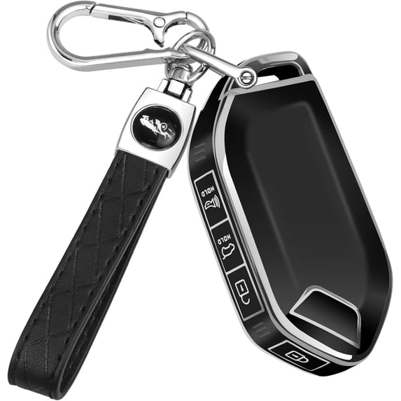 Key Fob Cover Compatible with Kia Telluride Sorento K4 K5 EV5 EV9 Carnival Sportage GT-Line 2023-2026 Soft TPU Leather Full Protection Smart Key Keychain Case Holder Protector,Silver Border - Black