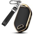 thumbnail image 1 of Key Fob Cover Compatible with Kia Telluride Sorento K4 K5 GT-LINE 2023-2026 5 Button Leather TPU Full Protection Keychain Case Holder Protector,Gold/Black, 1 of 6