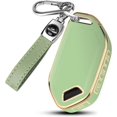 thumbnail image 1 of Key Fob Cover Compatible with Kia Telluride Sorento K4 K5 GT-LINE 2023-2026 5 Button Leather TPU Full Protection Keychain Case Holder Protector,Gold/Green, 1 of 6