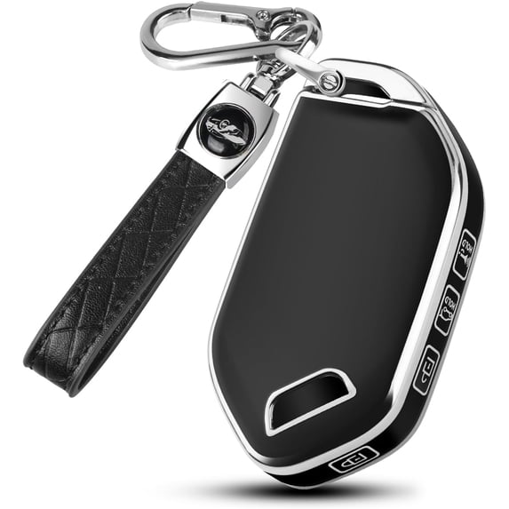 Key Fob Cover Compatible with Kia Telluride Sorento K4 K5 GT-LINE 2023-2026 5 Button Leather TPU Full Protection Keychain Case Holder Protector,Silver/Black