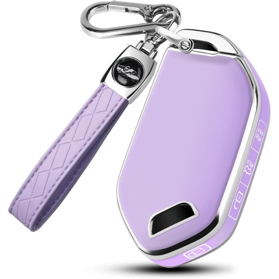 Key Fob Cover Compatible with Kia Telluride Sorento K4 K5 GT-LINE 2023-2026 5 Button Leather TPU Full Protection Keychain Case Holder Protector,Silver/Purple