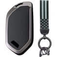 thumbnail image 1 of Key Fob Cover Compatible with Kia Telluride Sorento Picanto K3 K4 K5 K8 Sportage Carens Morning Carnival EV3 EV5 EV6 EV9 2022-2026 Leather/Metal 5 Button Keychain Case Holder Protector,Black-usa Flag, 1 of 8