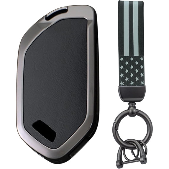 Key Fob Cover Compatible with Kia Telluride Sorento Picanto K3 K4 K5 K8 Sportage Carens Morning Carnival EV3 EV5 EV6 EV9 2022-2026 Leather/Metal 5 Button Keychain Case Holder Protector,Black-usa Flag