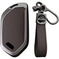 thumbnail image 1 of Key Fob Cover Compatible with Kia Telluride Sorento Picanto K3 K4 K5 K8 Sportage Carens Morning Carnival EV3 EV5 EV6 EV9 2022-2026 Leather/Metal 5 Button Keychain Case Holder Protector, 1 of 8