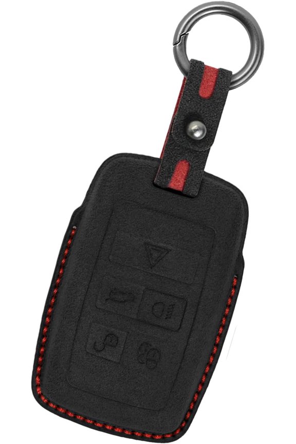 Key Fob Cover Compatible with Land Rover Discovery Defender Range Rover Sport Vogue Evoque Velar 2019-2025 Suede Leather Key Fob Case Keychain Case Holder Protector,Light Grey,Black
