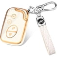 thumbnail image 1 of Key Fob Cover Compatible with Lexus RX350 RX450 GX460 LX570 CT200h ES350 GS300 GS430 GS450h GS460 IS250 IS350 LS460 2009-2015 Keychain Case Holder Protector,Gold/White, 1 of 6