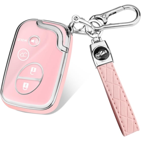 Key Fob Cover Compatible with Lexus RX350 RX450 GX460 LX570 CT200h ES350 GS300 GS430 GS450h GS460 IS250 IS350 LS460 2009-2015 Keychain Case Holder Protector,Silver/Pink