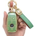 thumbnail image 1 of Key Fob Cover Compatible with Mercedes-Benz A B C E S G M R SL Class GLA GLC GLE GLS GLK CLA CLS AMG 5 Button TPU Keychain Case Holder Protector,Model-a(green), 1 of 4
