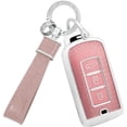 thumbnail image 1 of Key Fob Cover Compatible with Mitsubishi Asx Eclipse Cross Lancer Fortis Outlander Ex Pajero Sport Rvr L200 Pajero Colt 3 Button Keychain Case Holder Protector,Long Keychain-pink, 1 of 9