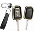 thumbnail image 1 of Key Fob Cover Compatible with Mitsubishi Eclipse Cross Outlander Sport Mirage G4 Lancer 2016-2021 3 Button TPU ABS Smart Key Keychain Case Holder Protector,Black, 1 of 6