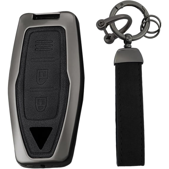 Key Fob Cover Compatible with Mitsubishi Outlander PHEV Pajero Sport L200 Delica Mini eK Colt Leather 3 Button 2025-2026 Keychain Case Holder Protector,2 Button Black