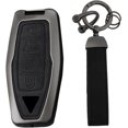 thumbnail image 1 of Key Fob Cover Compatible with Mitsubishi Outlander PHEV Pajero Sport L200 Delica Mini eK Colt Leather 3 Button 2025-2026 Keychain Case Holder Protector,4 Button Black, 1 of 9