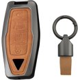 thumbnail image 1 of Key Fob Cover Compatible with Mitsubishi Outlander Pajero Sport L200 Delica Mini eK Colt 2021-2026 3 Button Keychain Case Holder Protector,4 Button Brown, 1 of 9